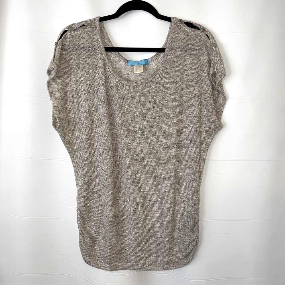 Buttons Short Sleeve Light Tan Shirt